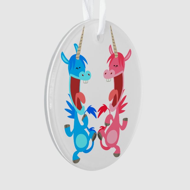 Cartoon mignon Danser Unicornes Acrylique Ornement (devant)