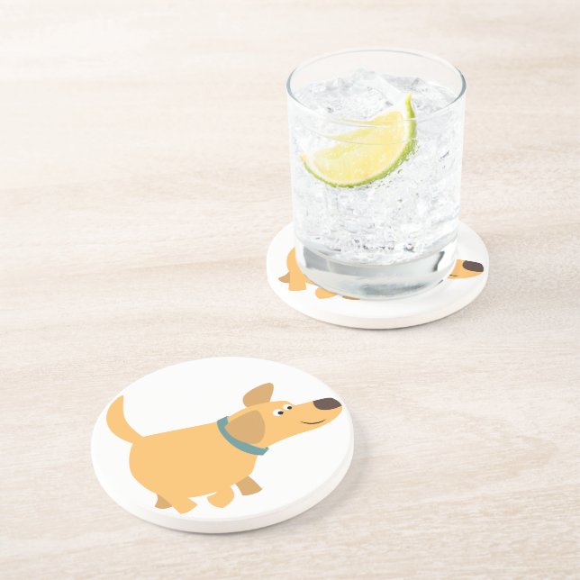 Cartoon mignon Dessous de verre Labrador Jaune (Côté)