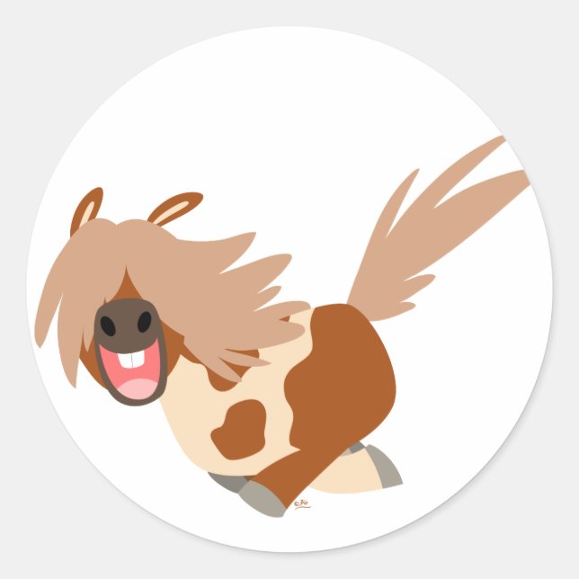 Cartoon mignon Happy Pinto Pony autocollant (Devant)