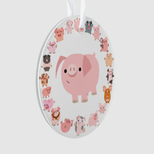 Cartoon mignon Porc Mandala Acrylique Ornement