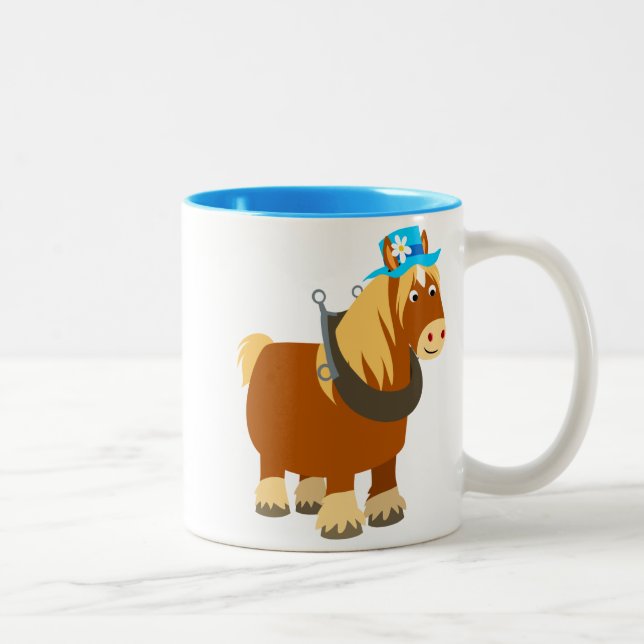 Cartoon mignon Trait Breton Cheval Mug (Droit)