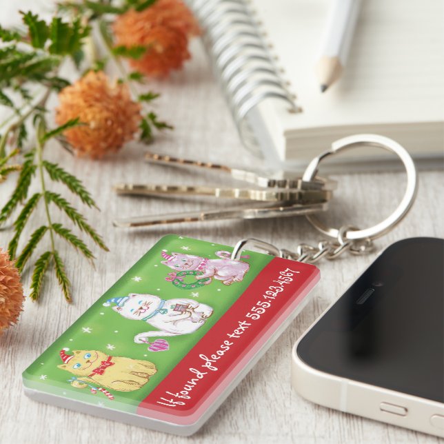 Cartoon mignonne Meowy Chats de Noël en chapeaux d (Devant droit)