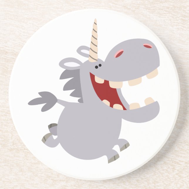 Cartoon mignonne Toothy Dessous de verre Unicorn (Devant)