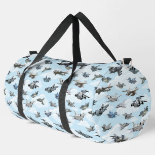 Cartoon military airplanes duffle bag