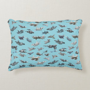 Cartoon military airplanes seamless pattern accent pillow