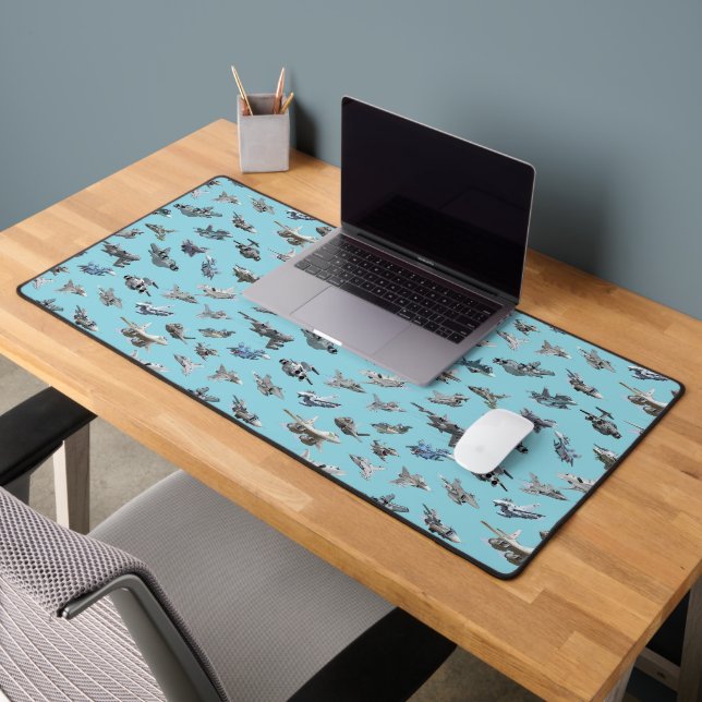 Cartoon military airplanes seamless pattern desk mat (Office 2)