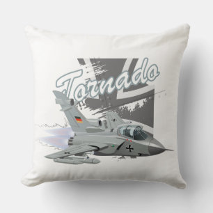 Cartoon military fighter plane throw pillow