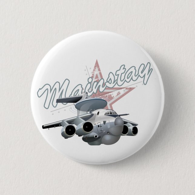 Cartoon military plane 2 inch round button (Front)