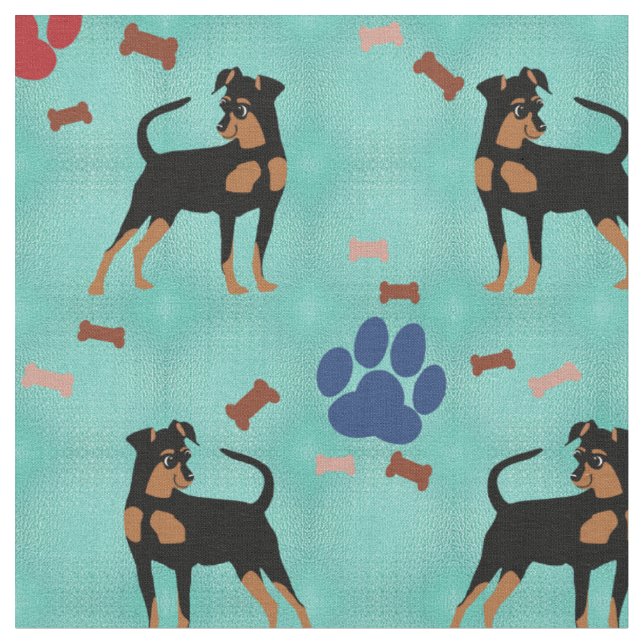 Cartoon Miniature Pinscher Fabric (Close Up)