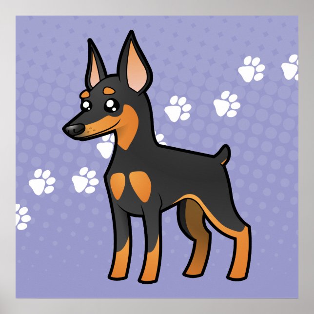 Cartoon Miniature Pinscher / Manchester Terrier Poster (Front)