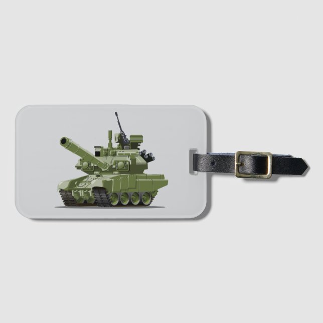 Cartoon modern armored tank luggage tag (Front Horizontal)