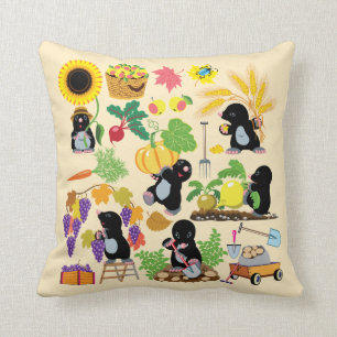 cartoon mole throw pillow