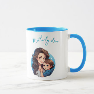 Cartoon mom and daughter-motherly love mug