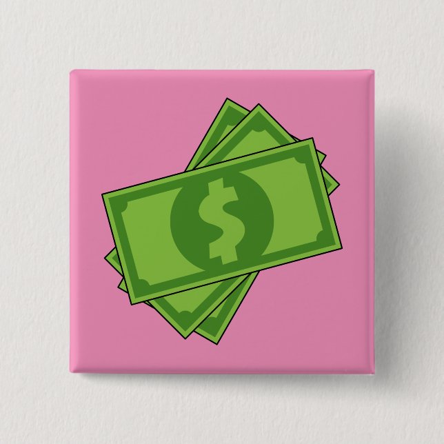 Cartoon Money Dollar Bills 2 Inch Square Button (Front)