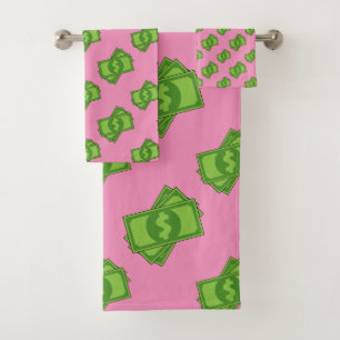 Cartoon Money Dollar Bills Bath Towel Set