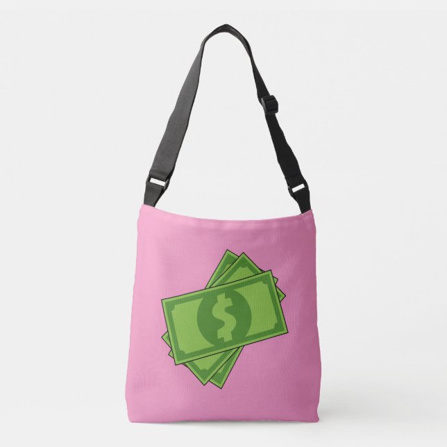 Cartoon Money Dollar Bills Crossbody Bag (Front)