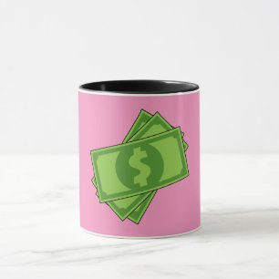 Cartoon Money Dollar Bills Mug