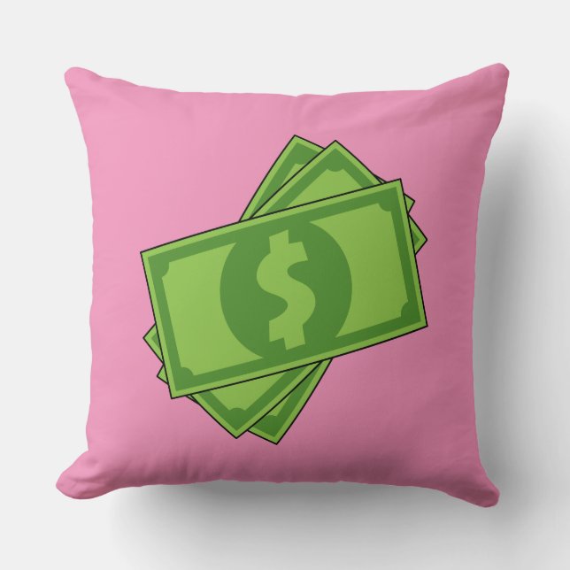 Cartoon Money Dollar Bills Throw Pillow (Front)