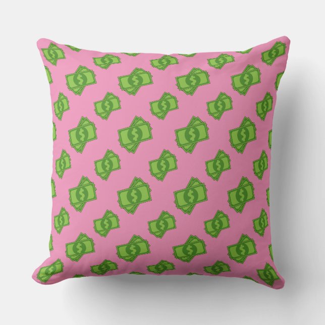 Cartoon Money Dollar Bills Throw Pillow (Front)