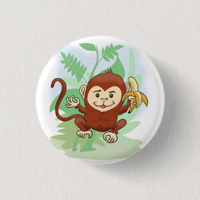 Cartoon Monkey 1 Inch Round Button (Front)