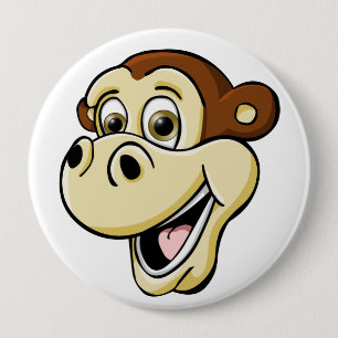 Cartoon Monkey 4 Inch Round Button