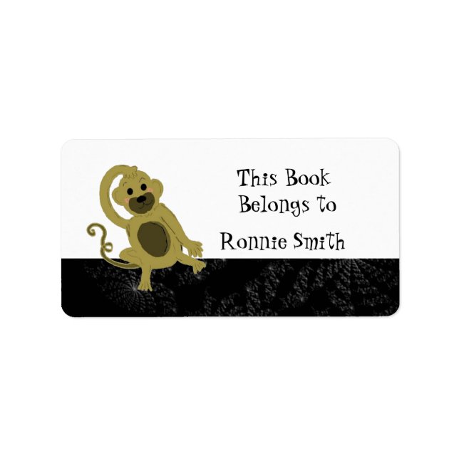 Cartoon Monkey Bookplate Label (Front)