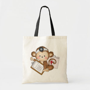 Cartoon Monkey doctor tote bag