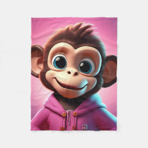 Cartoon Monkey Fleece Blanket