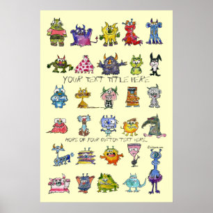 Cartoon MonSTARS Yellow Personalized Poster
