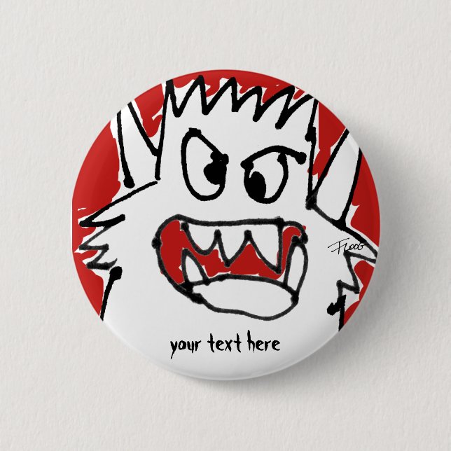 Cartoon Monster Button Lapel Pin (Front)