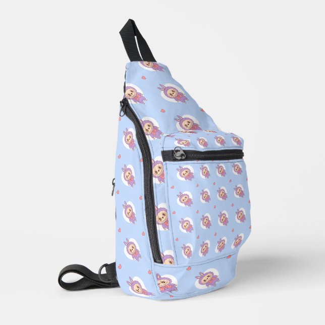 Cartoon Monster Pattern Seamless Sling Bag (Left Corner)
