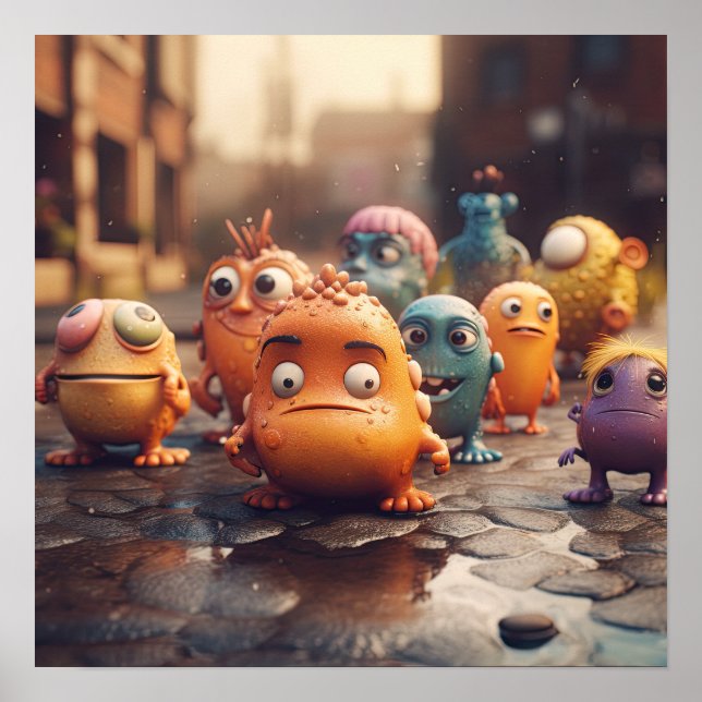 Cartoon Monster Street Gang Poster (Front)
