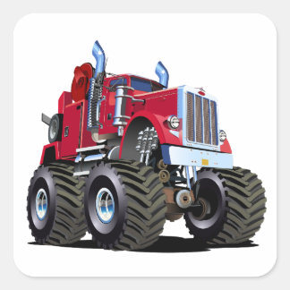 Cartoon Monster tow truck Square Sticker