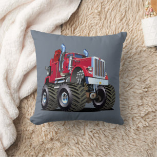 Cartoon Monster tow truck Throw Pillow