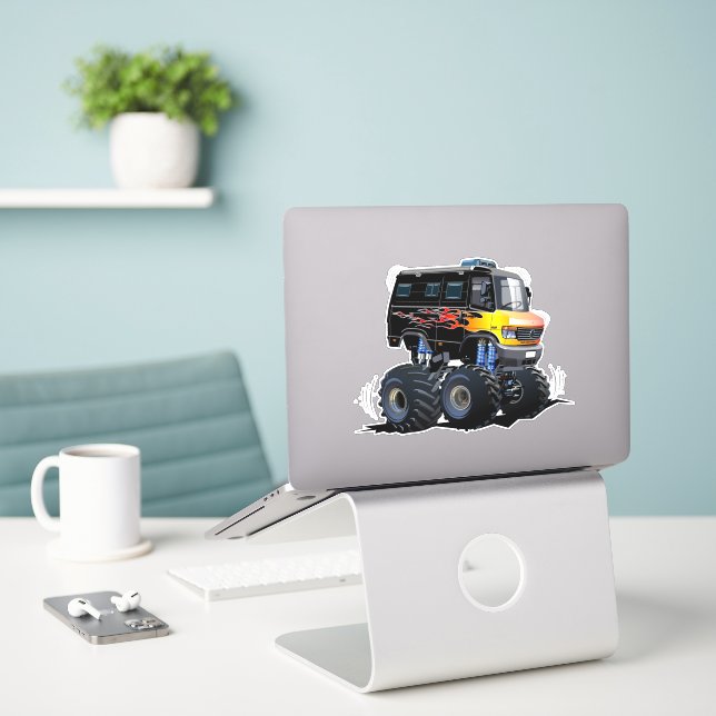 Cartoon monster truck (Laptop On Desk)