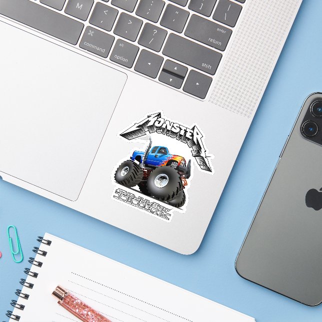 Cartoon monster truck (Laptop w/ iPhone)