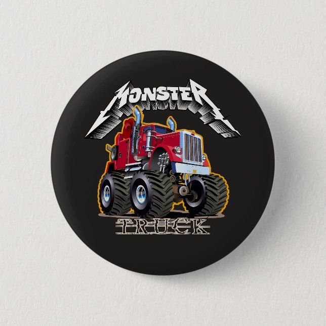 Cartoon monster truck 2 inch round button (Front)