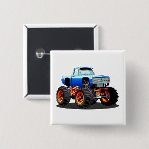 Cartoon monster truck 2 inch square button