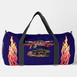 Cartoon monster truck big wheels duffle bag