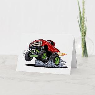 Cartoon monster truck foil holiday card