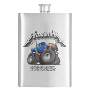 Cartoon monster truck hip flask
