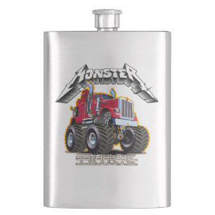 Cartoon monster truck hip flask