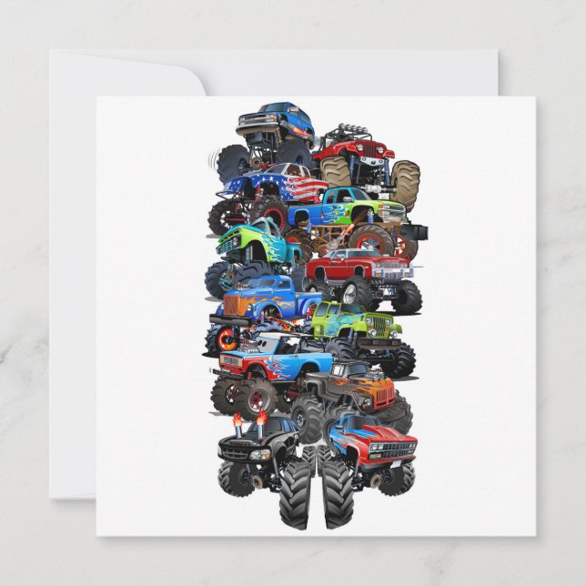 Cartoon monster truck holiday card (Front)