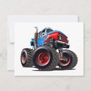 Cartoon monster truck holiday card