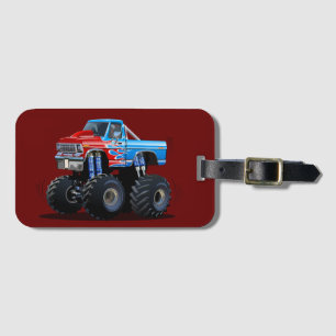 Cartoon monster truck luggage tag