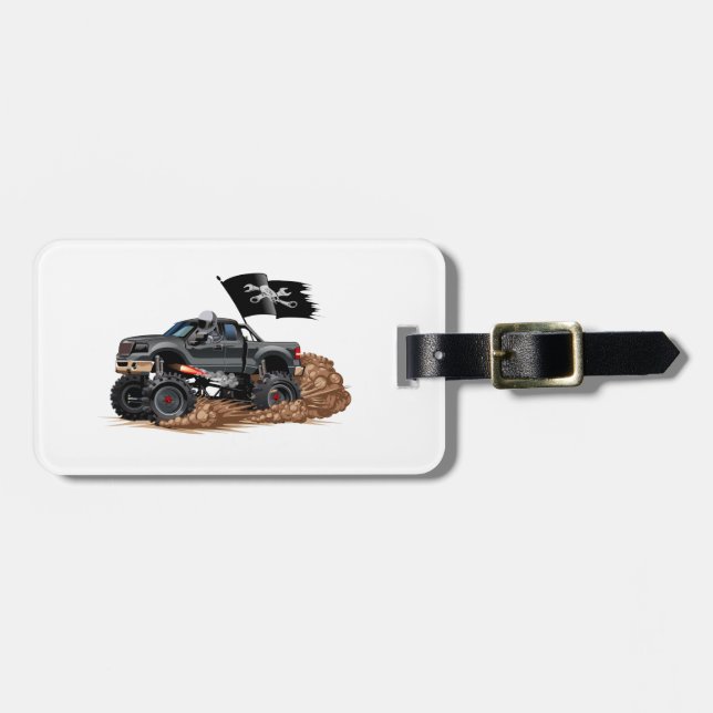 Cartoon monster truck luggage tag (Front Horizontal)