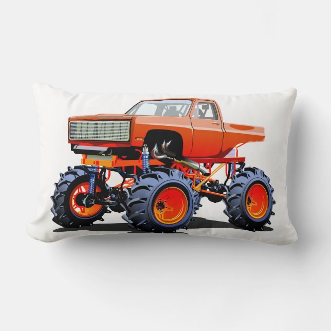 Cartoon monster truck lumbar pillow (Front)