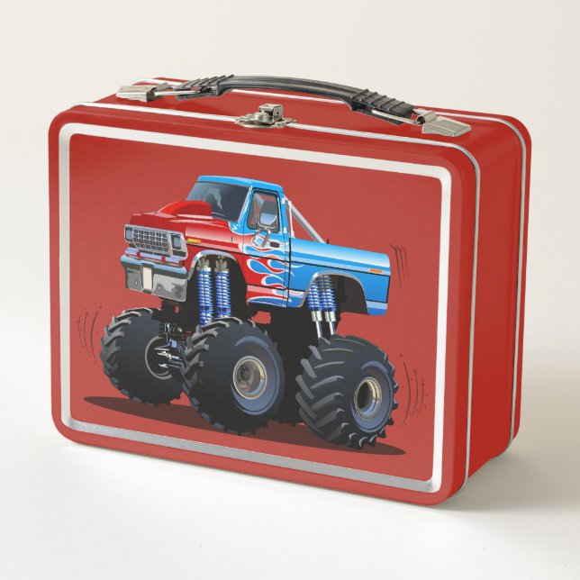 Cartoon monster truck metal lunch box (Front)
