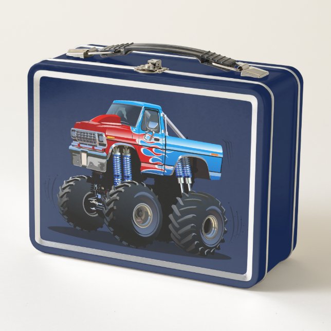 Cartoon monster truck metal lunch box (Front)