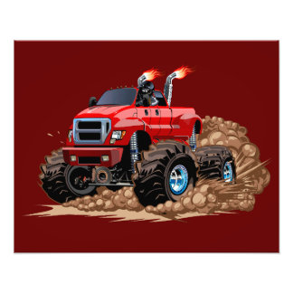 Cartoon monster truck photo print